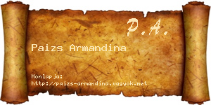Paizs Armandina névjegykártya
